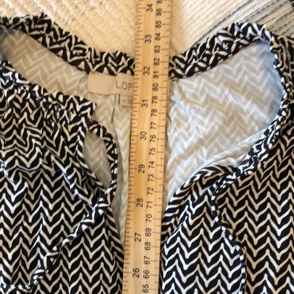 NWT LOFT Womens Dress Sz LP herringbone Smocked Waist Flutter Sleeve Business - Picture 8 of 8